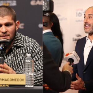 Khabib Nurmagomedov (L), Jon Anik (R)