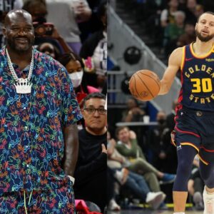 Shaquille O'Neal(L) and Stephen Curry(R)