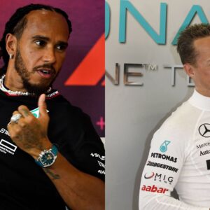 Lewis Hamilton (L) and Michael Schumacher (R)