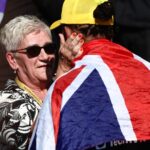 F1 British Grand Prix 2024 Carmen Larbalestier and Lewis Hamilton of Mercedes after the Formula 1 British Grand Prix at Silverstone Circuit in Northampton, Great Britain on July 7, 2024.