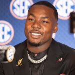 Georgia defensive lineman Mykel Williams speaking at Omni Dallas Hotel.