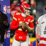 Shannon Sharpe (L), Patrick Mahomes (M) and Chad Johnson (R)