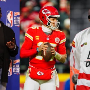 Shannon Sharpe (L), Patrick Mahomes (M) and Chad Johnson (R)