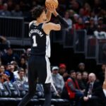 San Antonio Spurs center Victor Wembanyama (1) shoots against the Chicago Bulls during the second half at United Center.