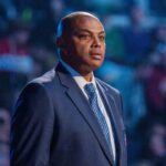 NBA great Charles Barkley is honored for being selected to the NBA 75th Anniversary Team during halftime in the 2022 NBA All-Star Game at Rocket Mortgage FieldHouse