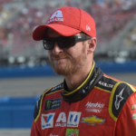 March 24, 2017; Fontana, CA, USA; NASCAR cup driver Dale Earnhardt Jr. (88) during qualifying for the Auto Club 400 at Auto Club Speedway. Mandatory Credit: Gary A. Vasquez-Imagn Images