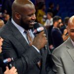 NBA former players Shaquille O'Neal, Charles Barkley and Karl Malone after the 2014 NBA All Star dunk contestat Smoothie King Center.