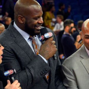 NBA former players Shaquille O'Neal, Charles Barkley and Karl Malone after the 2014 NBA All Star dunk contestat Smoothie King Center.