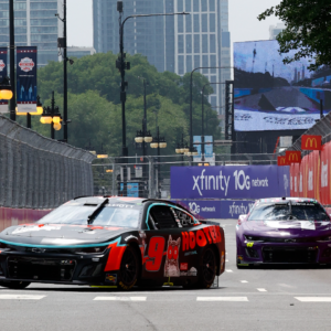 NASCAR Cup Series driver Chase Elliott (9) drives along Grant Park during practice and qualifying for the Chicago Street Race.