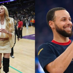 Cameron Brink (L), Stephen Curry (R)