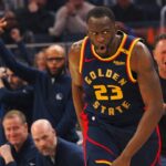Golden State Warriors forward Draymond Green (23) reacts after a basket against the Sacramento Kings during the second quarter at Chase Center.