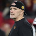 Jan 12, 2025; Tampa, Florida, USA; Washington Commanders head coach Dan Quinn before a NFC wild card playoff against the Tampa Bay Buccaneers at Raymond James Stadium.