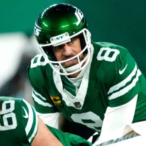 New York Jets quarterback Aaron Rodgers (8) may have played his last game for Gang Green, Sunday January 5, 2025, in East Rutherford.