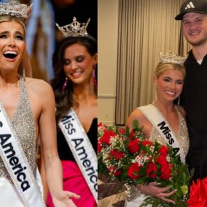 Miss America Abbie Stockard (L) and Walker Kessler with Stockard (R)