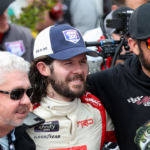 NASCAR Xfinity Series driver Ryan Truex (second from left) celebrates in victory lane with brother NASCAR Cup Series driver Martin Truex Jr (right) and his father Martin Truex Sr (left) after winning the A-GAME 200 at Dover Motor Speedway. Mandatory Credit: Matthew OHaren-Imagn Images