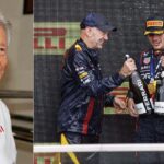 Mario Andretti(L), Adrian Newey(C), Max Verstappen(R)