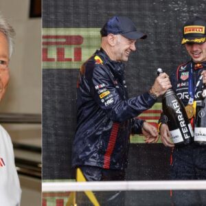 Mario Andretti(L), Adrian Newey(C), Max Verstappen(R)