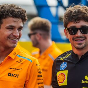 Autodromo di Monza, Monza, Italy. 1.September.2024; Lando Norris and Charles Leclerc during Formula One Italian Grand Prix