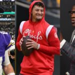 Sam Darnold [Left]; Patrick Mahomes [Center]; Shannon Sharpe [Right]