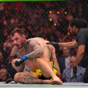 ISLAM MAKHACHEV (27-1-0) of Makhachkala, Russia defeats RENATO MOICANO (20-6-1) of Brasilia, Federal District, Brazil by submission (DÃ¢â‚¬â ¢Arce choke) at 4:05 of round 1 during UFC 311 at the Intuit Dome, Inglewood, California Inglewood USA - ZUMAo117 20250118_zsp_o117_034 Copyright: xMikaelxOnax