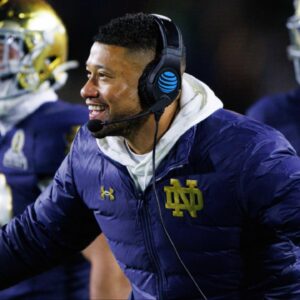 Notre Dame head coach Marcus Freeman during the College Football Playoff game between Notre Dame and Indiana.