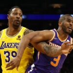 Los Angeles Lakers center Dwight Howard (39) against Phoenix Suns guard Chris Paul (3) at Footprint Center