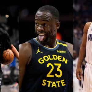 Jordan Poole(L), Draymond Green(Center), and Gilbert Arenas(R)
