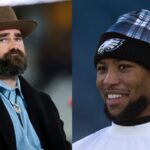 Jason Kelce and Saquon Barkley
