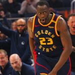 Golden State Warriors forward Draymond Green (23) reacts after a basket against the Sacramento Kings during the second quarter at Chase Center.