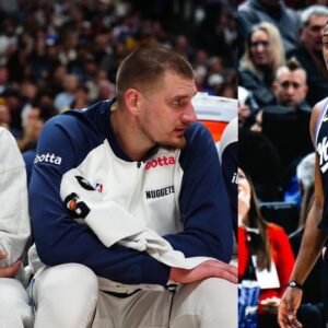 Nikola Jokic and Jamal Murray (L) and De'Aron Fox (R)