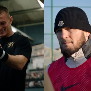 Paul Hughes (L), Khabib Nurmagomedov (R)