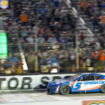 NASCAR Cup Series driver Kyle Larson (5) wins the Bass Pro Shops Night Race at Bristol Motor Speedway.