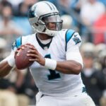 Carolina Panthers quarterback Cam Newton (1) drops back to during the third quarter against the New Orleans Saints at Bank of America Stadium. Carolina defeated the Saints 27-22.