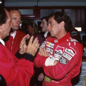 Formula 1, Grand Prix San Marino 1991, Imola, 28 04 1991 McLaren Box Emerson Fittipaldi Ron Dennis, McLaren Ayrton Senna