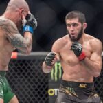 February 12, 2023, Perth, Perth, Australia, Australia: PERTH, AUSTRALIA - FEBRUARY 12: (R-L) Islam Makhachev battles Alex Volkanovski in their Lightweight title fight during the UFC 284 event at Rac Arena on February 12, 2023 in Perth, Australia. Perth Australia - ZUMAp175 20230212_zsa_p175_154 Copyright: xMattxDaviesx