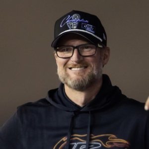 NASCAR Xfinity Series team owner Dale Earnhardt Jr celebrates with driver Justin Allgaier after winning the 2024 Xfinity Series championship during the Championship race at Phoenix Raceway.