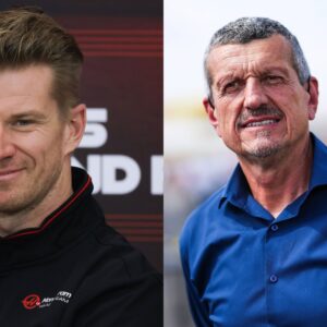 Nico Hulkenberg (L) and Guenther Steiner (R)