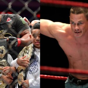 Daniel Cormier (L), John Cena (R)