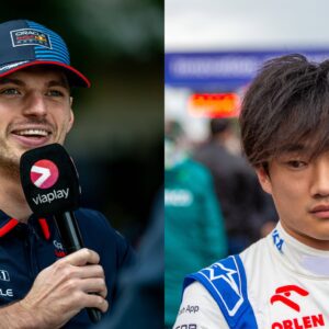 Max Verstappen (L) and Yuki Tsunoda (R)