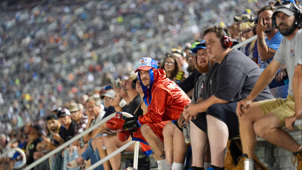 Sep 20, 2024; Bristol, Tennessee, USA; NASCAR Xfinity Series fans during the Food City 300 at Bristol Motor Speedway. Mandatory Credit: Randy Sartin-Imagn Images