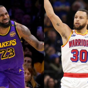 LeBron James(L) and Stephen Curry(R)