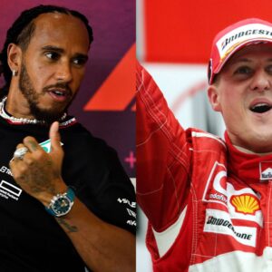 Lewis Hamilton (L) and Michael Schumacher (R)