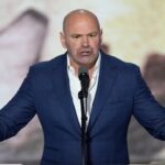 Dana White, CEO of Ultimate Fighting Championship introduces Republican presidential nominee Donald J. Trump during the final day of the Republican National Convention.