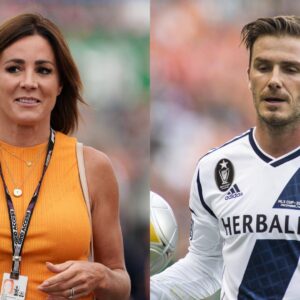 Natalie Pinkham (L) and David Beckham (R)