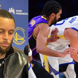 Stephen Curry's forehead injury (L), Stephen Curry in action against the Lakers (R)