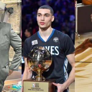 Kendrick Perkins (L), Zach LaVine (C), and Aaron Gordon (R)