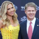 Apr 27, 2023; Kansas City, MO, USA; Kansas City Chiefs chairman Clark Hunt (right) and daughter Gracie Hunt pose on the red carpet at the National World War I Museum and Memorial.