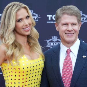 Apr 27, 2023; Kansas City, MO, USA; Kansas City Chiefs chairman Clark Hunt (right) and daughter Gracie Hunt pose on the red carpet at the National World War I Museum and Memorial.