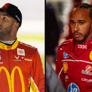 Bubba Wallace (L) and Lewis Hamilton (R)