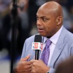 NBA TV analyst Charles Barkley talks on set before game three of the 2024 NBA Finals between the Boston Celtics and the Dallas Mavericks at American Airlines Center.